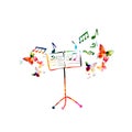 Music colorful background with music stand. Music festival poster. Music stand isolated vector illustration Royalty Free Stock Photo