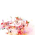 Colorful music promotional poster with music notes isolated vector illustration. Artistic abstract background with music staff for Royalty Free Stock Photo