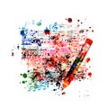 Colorful pencil with musical notes isolated. Creative writing, composing music, education concept vector illustration design Royalty Free Stock Photo