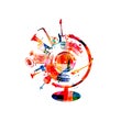 World music concept. LP record disc colorful globe with musical instruments isolated. Vector illustration for concert events, mus Royalty Free Stock Photo