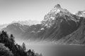 Gitschen mountain peak, 2'513 m. Switzerland. Canton of Uri. in black and white