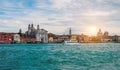 Giudecca canal at sunset, Venice, Italy. Royalty Free Stock Photo