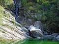 Giumaglio`s waterfall or La cascata di Giumaglio in Vallemaggia, Magic Valley or Valle Magia Valle Maggia