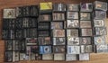 Audio cassette collection on the floor