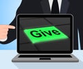 Give Button Displays Bestowed Allot Or Grant Royalty Free Stock Photo