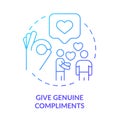 Give genuine compliments blue gradient concept icon