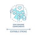 Give genuine compliments turquoise concept icon