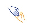 Helping hand line icon. Give gesture sign. Vector