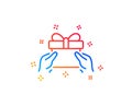 Give a Gift box line icon. Present sign. Vector Royalty Free Stock Photo