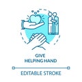 Give helping hand concept icon. Friendship relationship advice. Love, mutual psychological support idea thin line