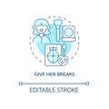 Give her breaks blue concept icon