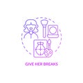 Give her breaks purple gradient concept icon