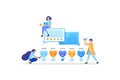 Give likes, ratings, emoticons and feedback. include testimonials to get better service and damage. vector illustration concept fo Royalty Free Stock Photo