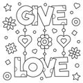 Give love. Coloring page. Vector illustration.