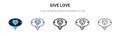 Give love icon in filled, thin line, outline and stroke style. Vector illustration of two colored and black give love vector icons Royalty Free Stock Photo