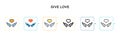 Give love vector icon in 6 different modern styles. Black, two colored give love icons designed in filled, outline, line and Royalty Free Stock Photo