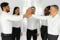 Give me five your clap hands articulate international group businesspeople for good business team Royalty Free Stock Photo