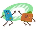 Give me high-five! Credit card character and wallet character giving high-five