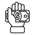 Give money icon outline . Work benefit