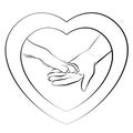 Give Paws Human Hand Dogs Paw Heart Frame Illustration Logo