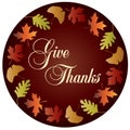 Give thanks circle with gradient leaf frame