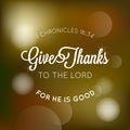 Give thanks to the lord typographic from bible