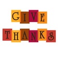 Give thanks typography graphic on overlapping colors