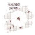 Give Thanks vector card with white pumpkins