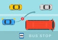 Give way and priority to buses. Do not overtake by passing double solid lines.