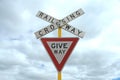 Give way railway crossing sign Royalty Free Stock Photo