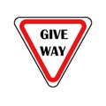 Give way sign. illustration vector of give way sign