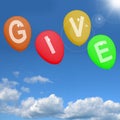 Give Word On Balloons Showing Charity Donations And Generous Royalty Free Stock Photo