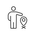 Give wrong location, icon in line design. Wrong, location, error, misplace, coordinates, GPS, mistake on white