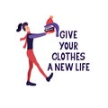 Give your clothes a new life illustration and lettering.