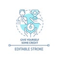 Give yourself some credit turquoise concept icon