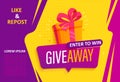 Giveaway banner, calling to repost if like.