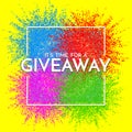 Giveaway banner template. Time for a Giveaway phrase on colorful background.