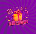 Giveaway banner,Win poster with gift box and prize Royalty Free Stock Photo