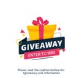 Giveaway enter to win poster template design for social media post or website banner. Gift box vector illustration with modern Royalty Free Stock Photo