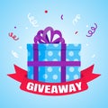 Giveaway gift concept for winners in social medias flat style design vector illustration