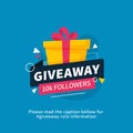 Giveaway 10k followers poster template design for social media post or website banner. Gift box vector illustration with modern Royalty Free Stock Photo