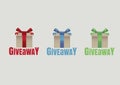 Giveaway logo icons in three colors. Vector design