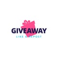 Giveaway logo template design for social media post or website banner. Gift box icon vector illustration with modern typography