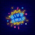 Giveaway neon signboard. Comics explosion. Gift concept. Smm promotion template. Vector illustration