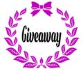 GIVEAWAY with pink laurels ribbon and bow.