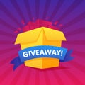 Giveaway poster template design for social media post or website banner. Gift box vector illustration Royalty Free Stock Photo