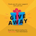 Giveaway poster template design for social media post or website banner. Gift box vector illustration with modern typography text Royalty Free Stock Photo