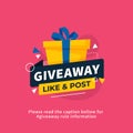 Giveaway poster template design for social media post or website banner. Gift box vector illustration with modern typography text Royalty Free Stock Photo