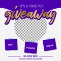 Giveaway poster template design for social media post or website banner. Gift box vector illustration with modern Royalty Free Stock Photo