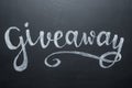 Giveaway retro card with handwritten chalk lettering. Template for social media. Royalty Free Stock Photo